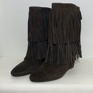 NEW Denim & Supply Donata Suede fringe wedge bootie 7.5